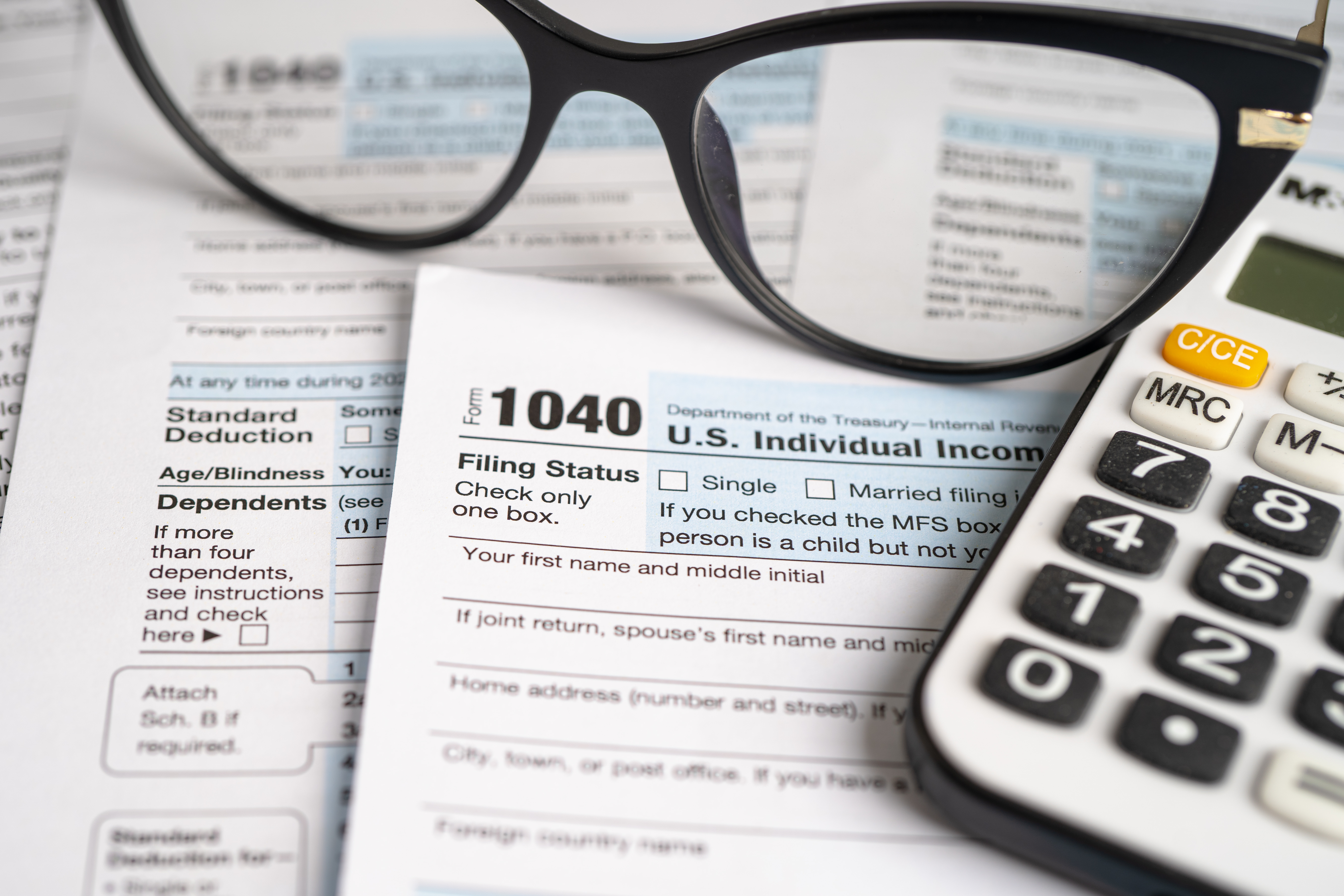 A person reviewing tax documents